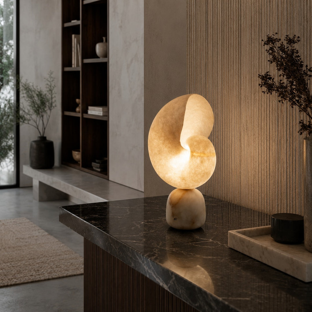 Modern Alabaster Table Lamp with Touch Control USB Charging and Adjustable Brightness for Bedside Use