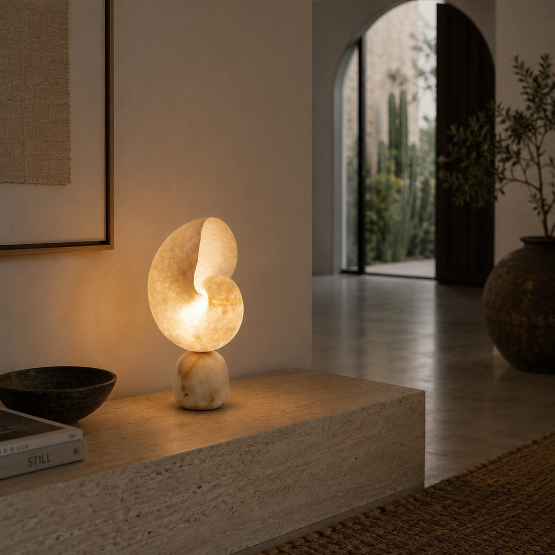 Modern Alabaster Table Lamp with Touch Control USB Charging and Adjustable Brightness for Bedside Use