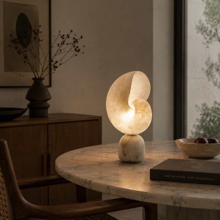 Modern Alabaster Table Lamp with Touch Control USB Charging and Adjustable Brightness for Bedside Use
