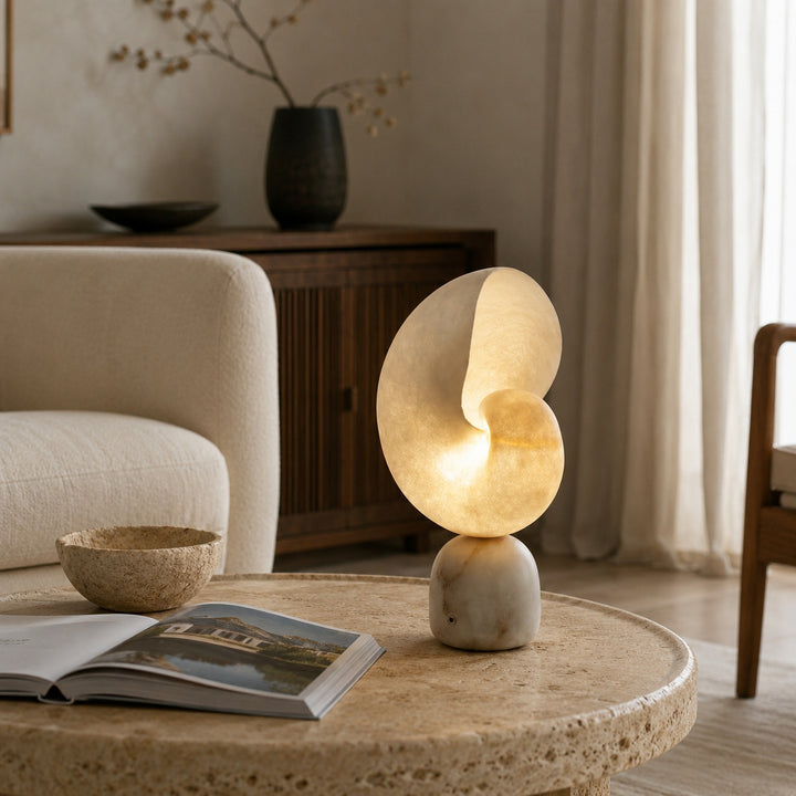 Modern Alabaster Table Lamp with Touch Control USB Charging and Adjustable Brightness for Bedside Use