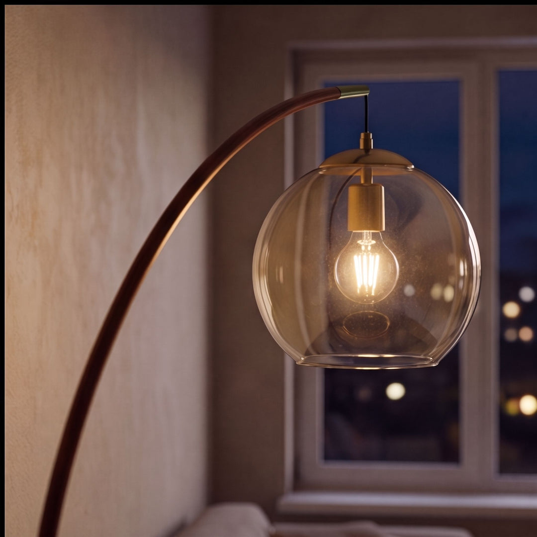 Modern Arc Floor Lamp Adjustable Metal Shade LED Lighting for Living Room and Bedroom