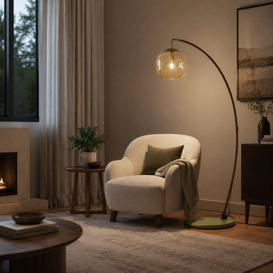 Modern Arc Floor Lamp Adjustable Metal Shade LED Lighting for Living Room and Bedroom