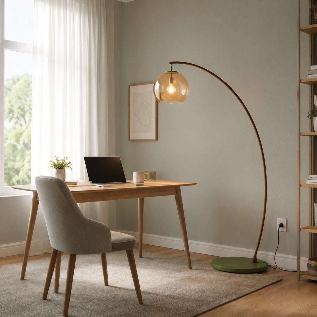 Modern Arc Floor Lamp Adjustable Metal Shade LED Lighting for Living Room and Bedroom