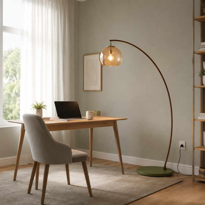 Modern Arc Floor Lamp Adjustable Metal Shade LED Lighting for Living Room and Bedroom