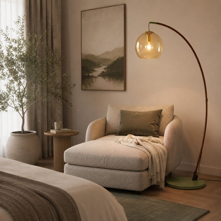 Modern Arc Floor Lamp Adjustable Metal Shade LED Lighting for Living Room and Bedroom