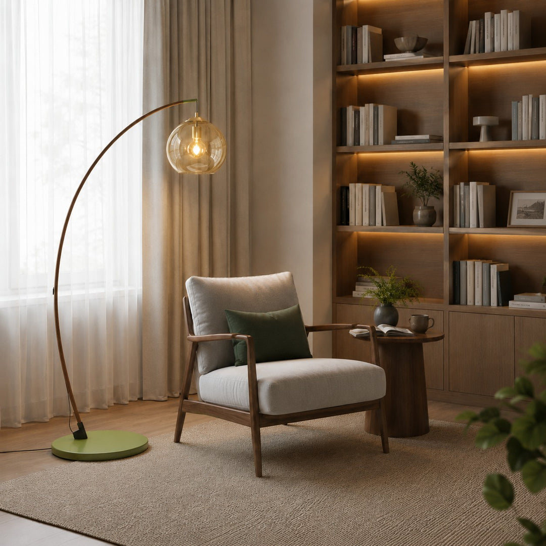 Modern Arc Floor Lamp Adjustable Metal Shade LED Lighting for Living Room and Bedroom