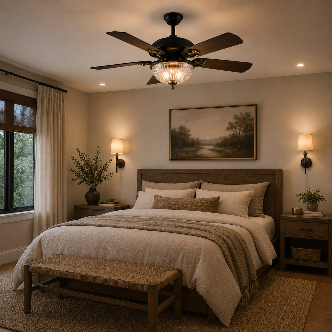 Modern Black Ceiling Fan with Lights Hanging Metal Blades Dimmable LED Adjustable Speed