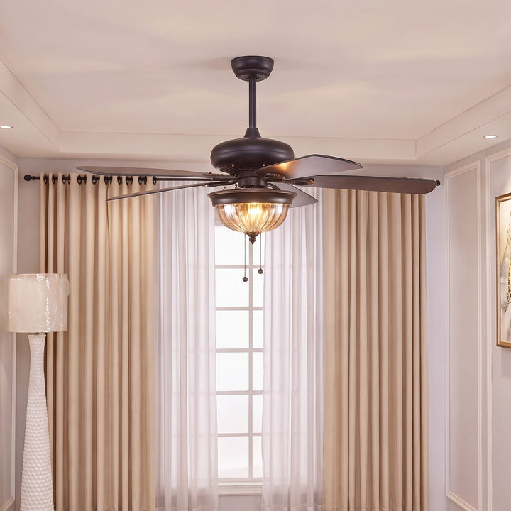 Modern Black Ceiling Fan with Lights Hanging Metal Blades Dimmable LED Adjustable Speed