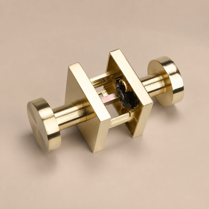 Modern Black Door Handle Set Square Base Round Knob Zinc Alloy Privacy Passage Function