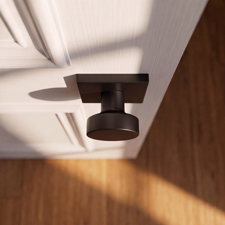 Modern Black Door Handle Set Square Base Round Knob Zinc Alloy Privacy Passage Function