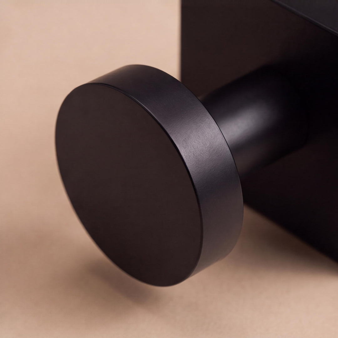 Modern Black Door Handle Set Square Base Round Knob Zinc Alloy Privacy Passage Function