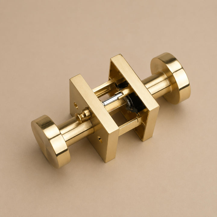 Modern Black Door Handle Set Square Base Round Knob Zinc Alloy Privacy Passage Function