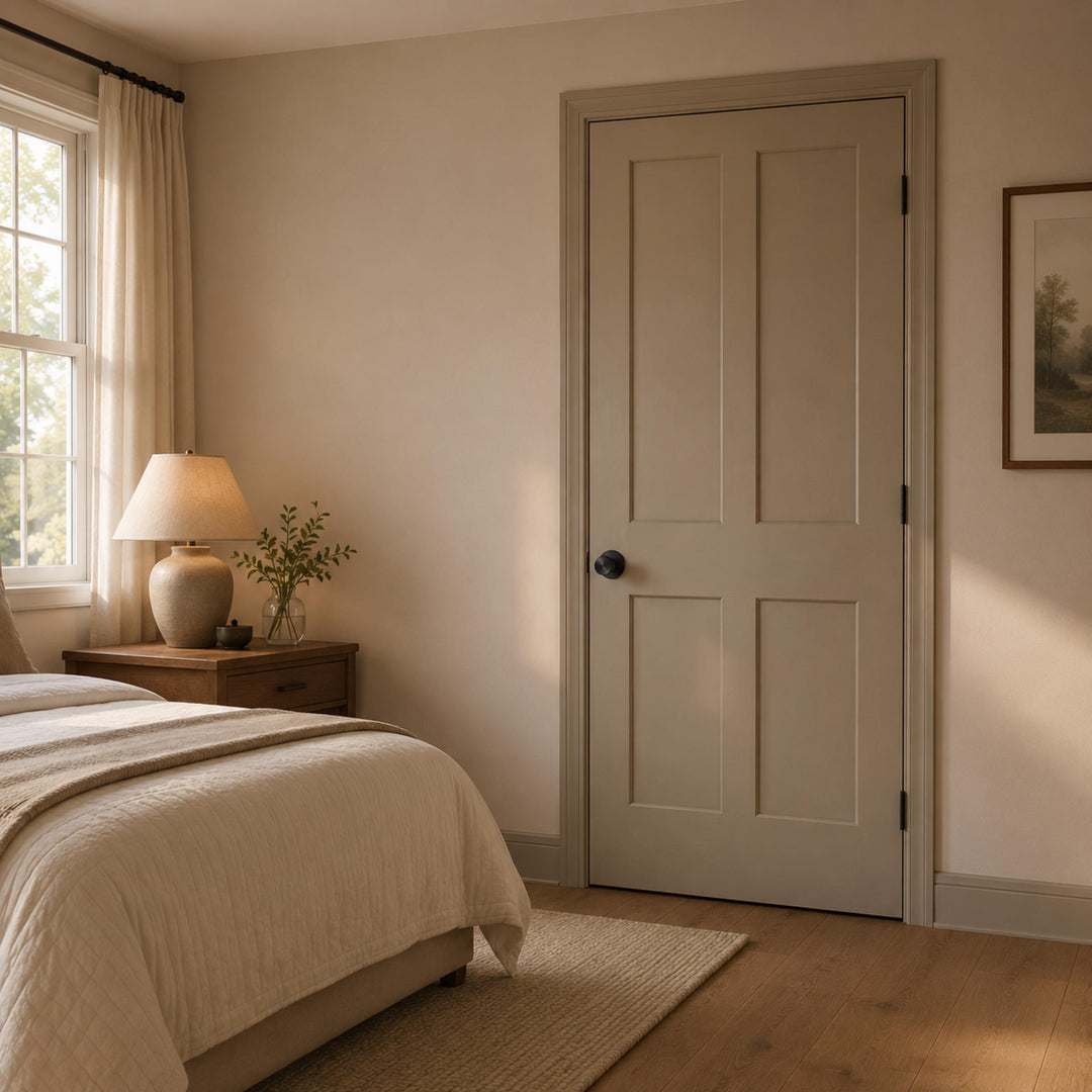 Modern Brass Door Handle Set with Knurled Grip and Circular Base for Internal Doors