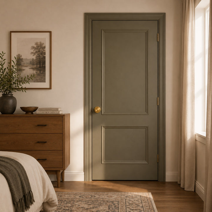 Modern Brass Door Handle Set with Knurled Grip and Circular Base for Internal Doors