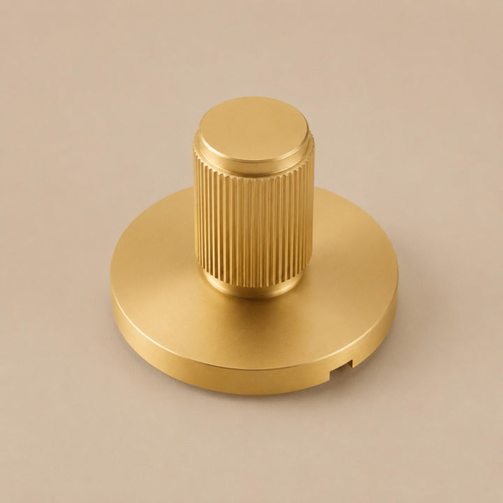 Modern Brass Door Handle Set with Knurled Grip and Emergency Access Lock for Internal Doors