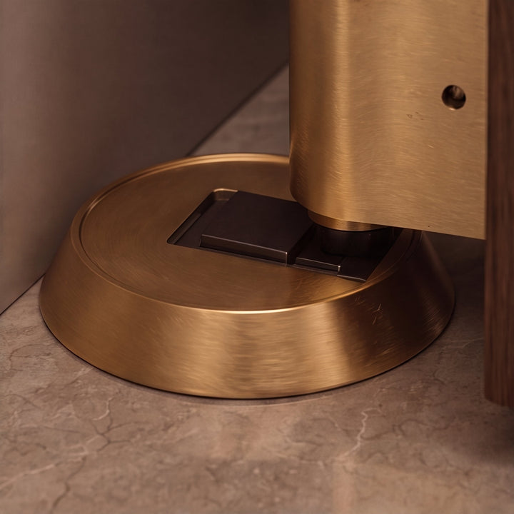 Modern Brass Door Stop with Cylindrical Design and Soft-Touch Mechanism for Floor Protection