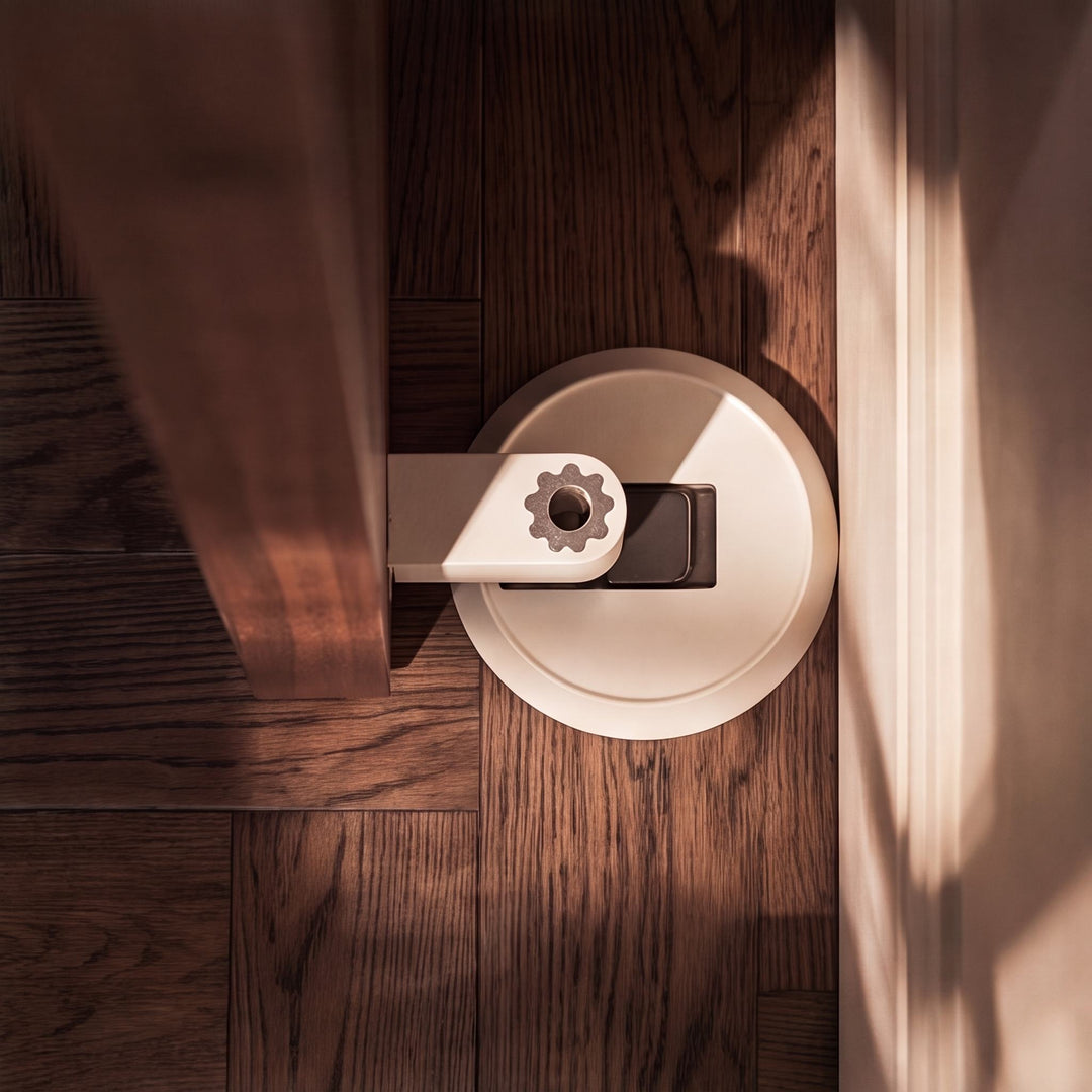 Modern Brass Door Stop with Cylindrical Design and Soft-Touch Mechanism for Floor Protection