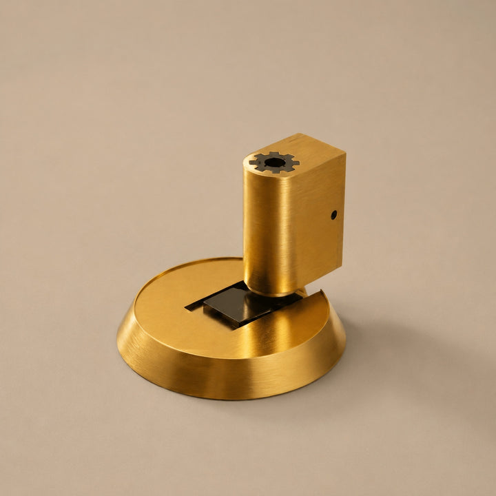 Modern Brass Door Stop with Cylindrical Design and Soft-Touch Mechanism for Floor Protection