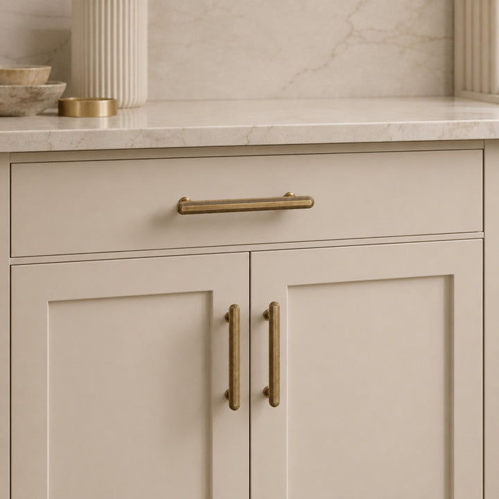 Modern Cabinet Hardware Set Solid Brass Textured Edge Cabinet Knobs and Drawer Pulls for Kitchen