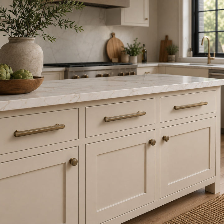 Modern Cabinet Hardware Set Solid Brass Textured Edge Cabinet Knobs and Drawer Pulls for Kitchen