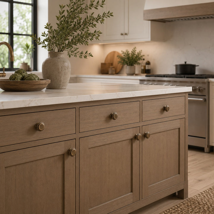 Modern Cabinet Hardware Set Solid Brass Textured Edge Cabinet Knobs and Drawer Pulls for Kitchen