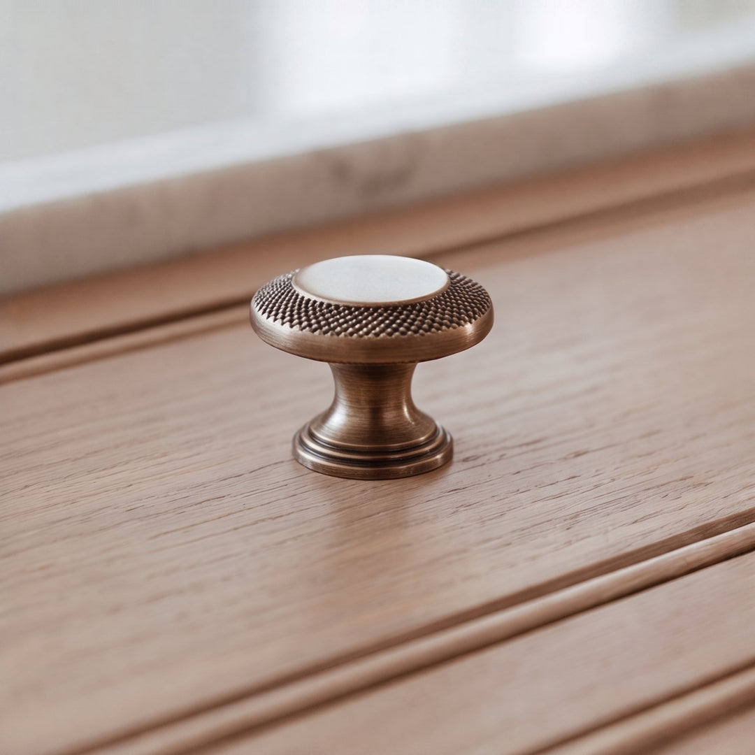 Modern Cabinet Hardware Set Solid Brass Textured Edge Cabinet Knobs and Drawer Pulls for Kitchen