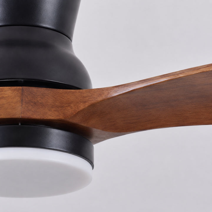 Modern Ceiling Fan with Dimmable LED Light Walnut Wood Blades Remote Control 18W