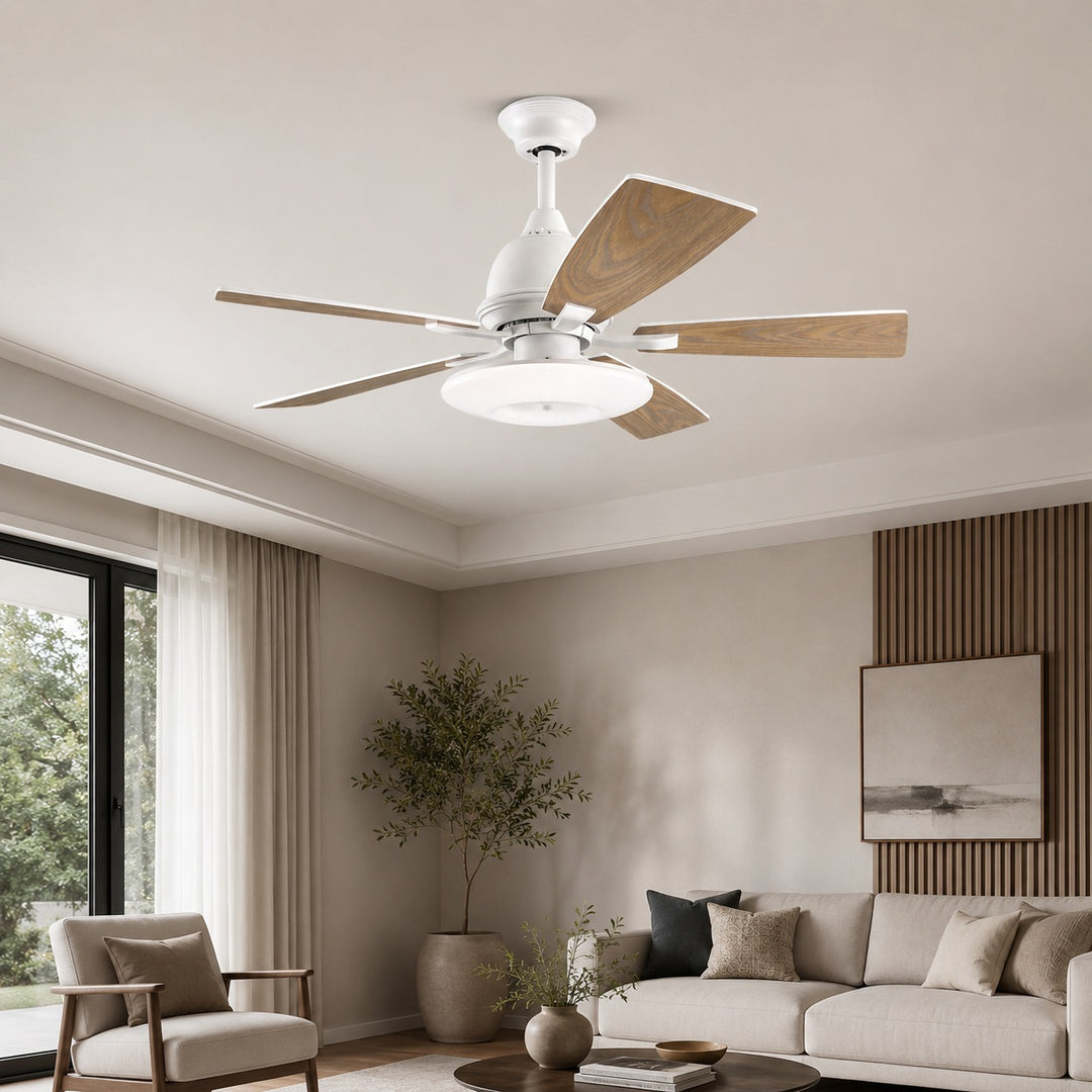 Modern Ceiling Fan with Lights 52 Inch Flush Mount Plywood Blades LED Dimmable Light