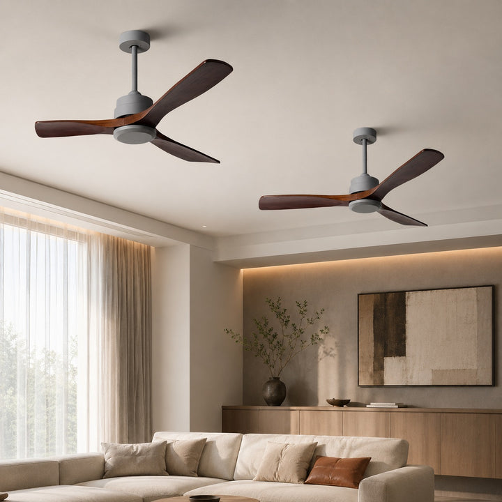 Modern Ceiling Fan with Remote Control Adjustable Wind Speed Wood Blades Silent Operation 60 Inch