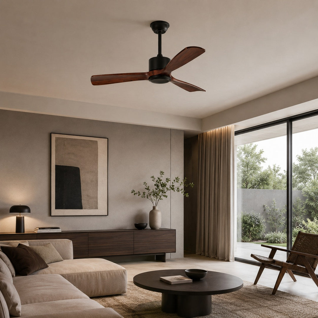 Modern Ceiling Fan with Remote Control Adjustable Wind Speed Wood Blades Silent Operation 60 Inch