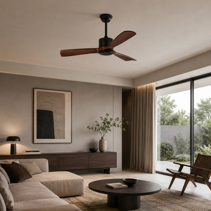 Modern Ceiling Fan with Remote Control Adjustable Wind Speed Wood Blades Silent Operation 60 Inch