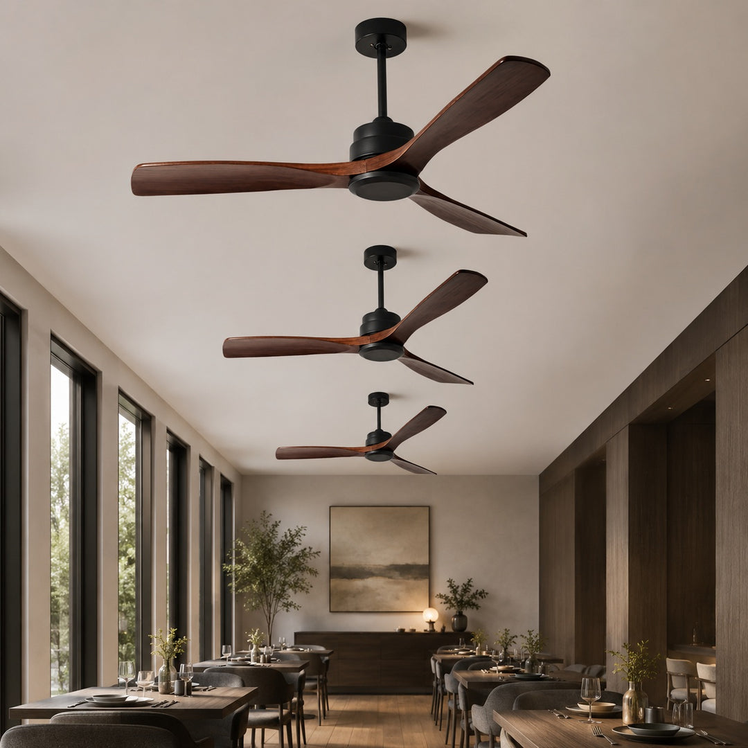Modern Ceiling Fan with Remote Control Adjustable Wind Speed Wood Blades Silent Operation 60 Inch