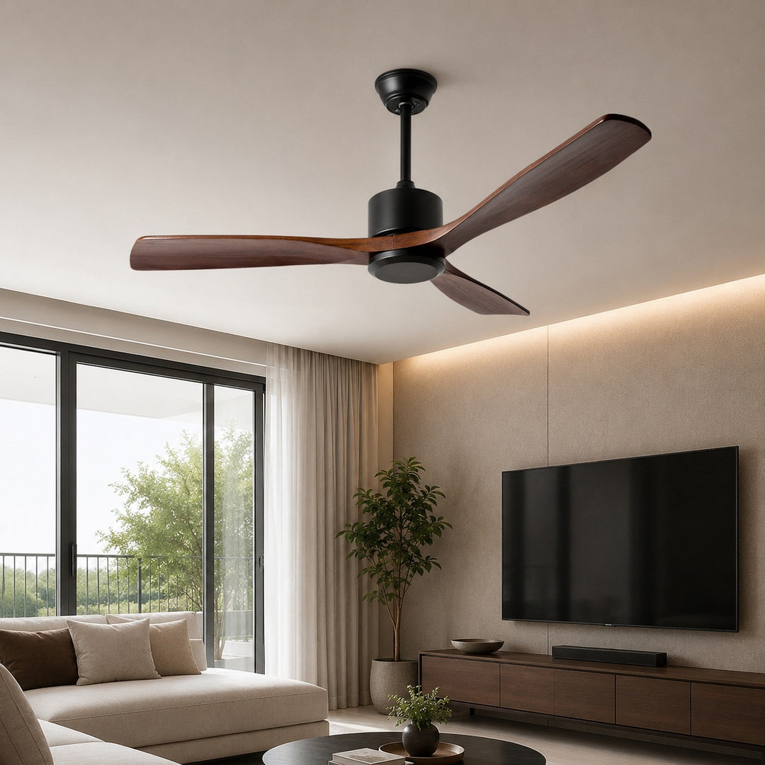 Modern Ceiling Fan with Remote Control Adjustable Wind Speed Wood Blades Silent Operation 60 Inch