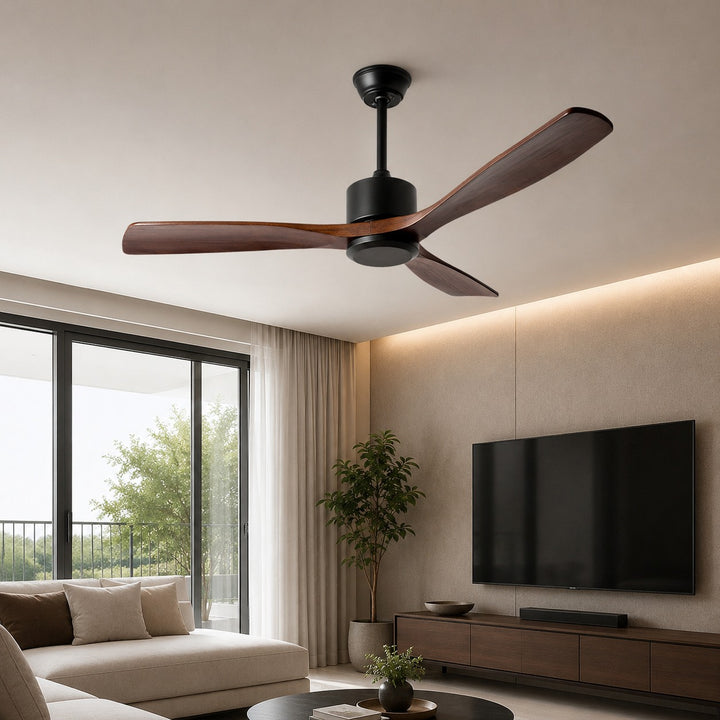 Modern Ceiling Fan with Remote Control Adjustable Wind Speed Wood Blades Silent Operation 60 Inch