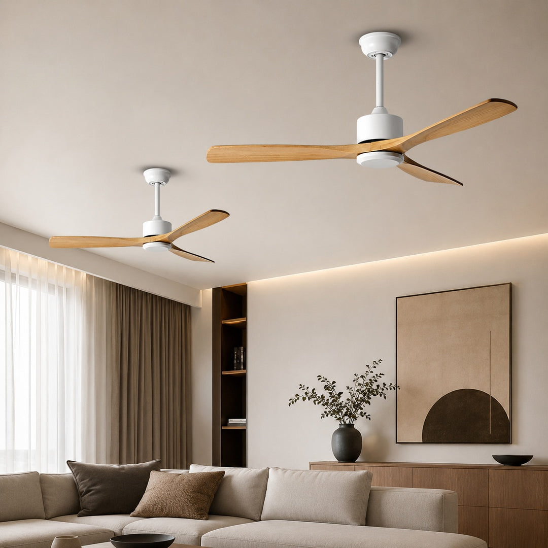 Modern Ceiling Fan with Remote Control Adjustable Wind Speed Wood Blades Silent Operation 60 Inch