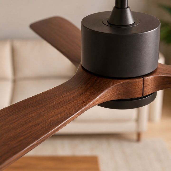Modern Ceiling Fan with Remote Control Adjustable Wind Speed Wood Blades Silent Operation 60 Inch