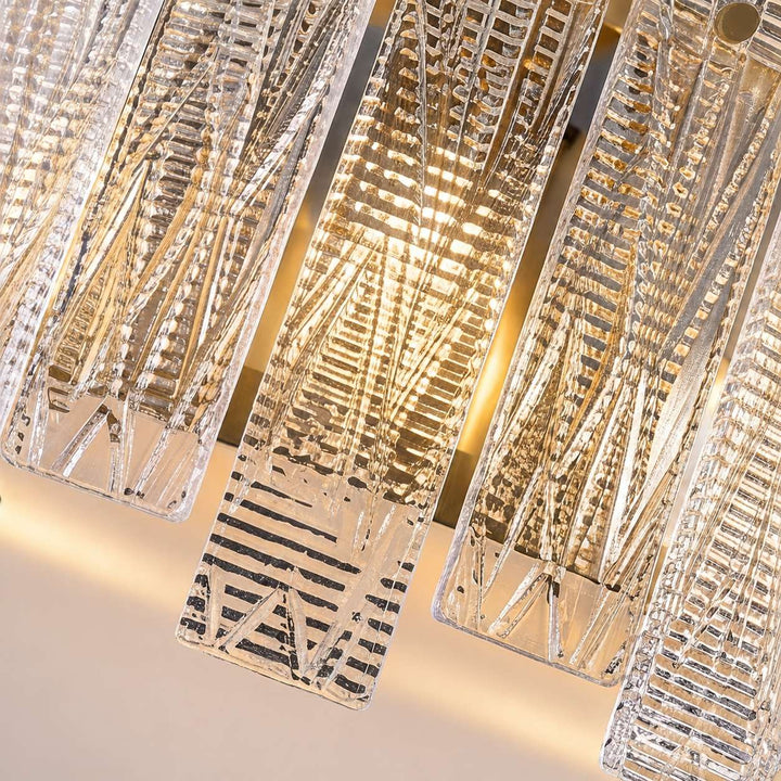 Modern Ceiling Light Flush Mount Textured Glass Copper Frame Warm Ambient Illumination