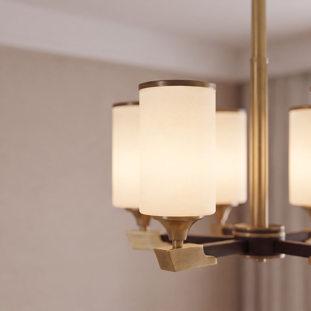 Modern Chandelier Light Upward Glass Shades Copper Body Gold Finish LED Compatible 3-10 Head Sizes