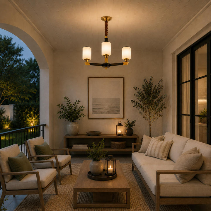 Modern Chandelier Light Upward Glass Shades Copper Body Gold Finish LED Compatible 3-10 Head Sizes
