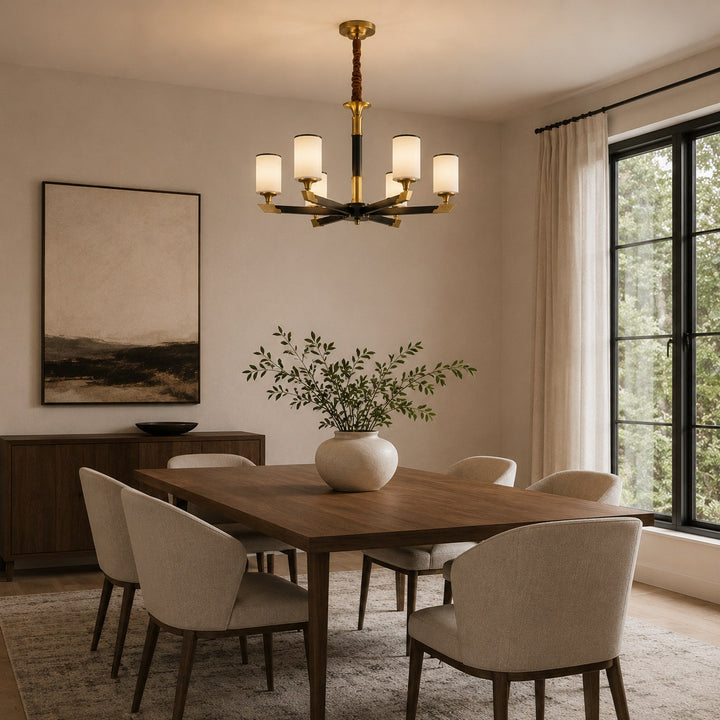 Modern Chandelier Light Upward Glass Shades Copper Body Gold Finish LED Compatible 3-10 Head Sizes