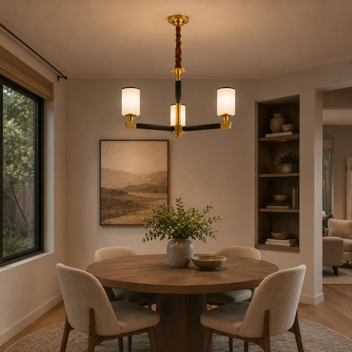 Modern Chandelier Light Upward Glass Shades Copper Body Gold Finish LED Compatible 3-10 Head Sizes
