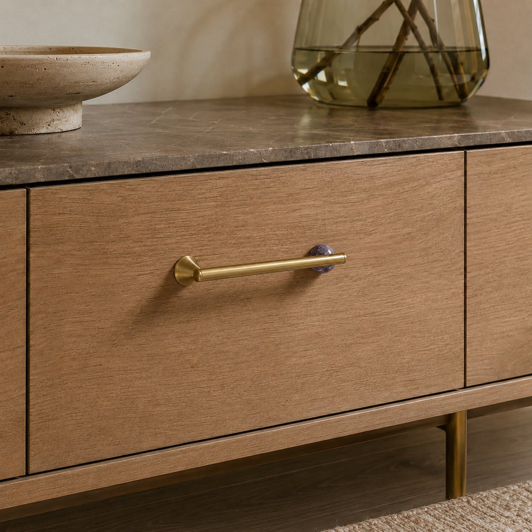 Modern Crystal Drawer Pulls and Knobs Set with Rust-Resistant Brass Finish for Kitchen Cabinets