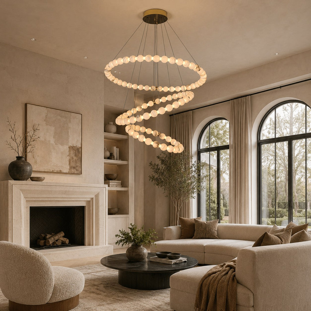 Modern Designer Chandelier Hanging Marble Light Fixtures LED Dimmable Adjustable for Luxury Interiors