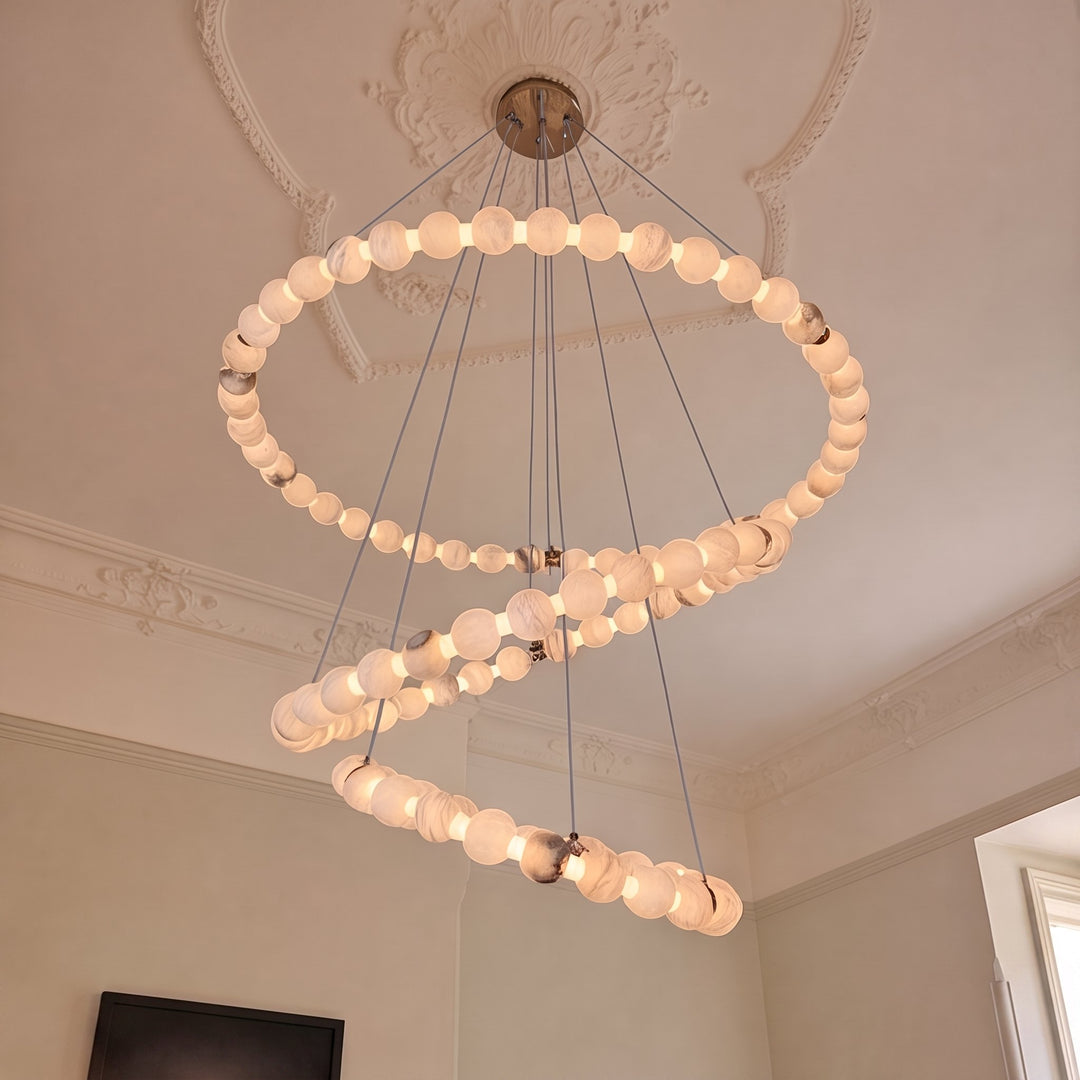 Modern Designer Chandelier Hanging Marble Light Fixtures LED Dimmable Adjustable for Luxury Interiors