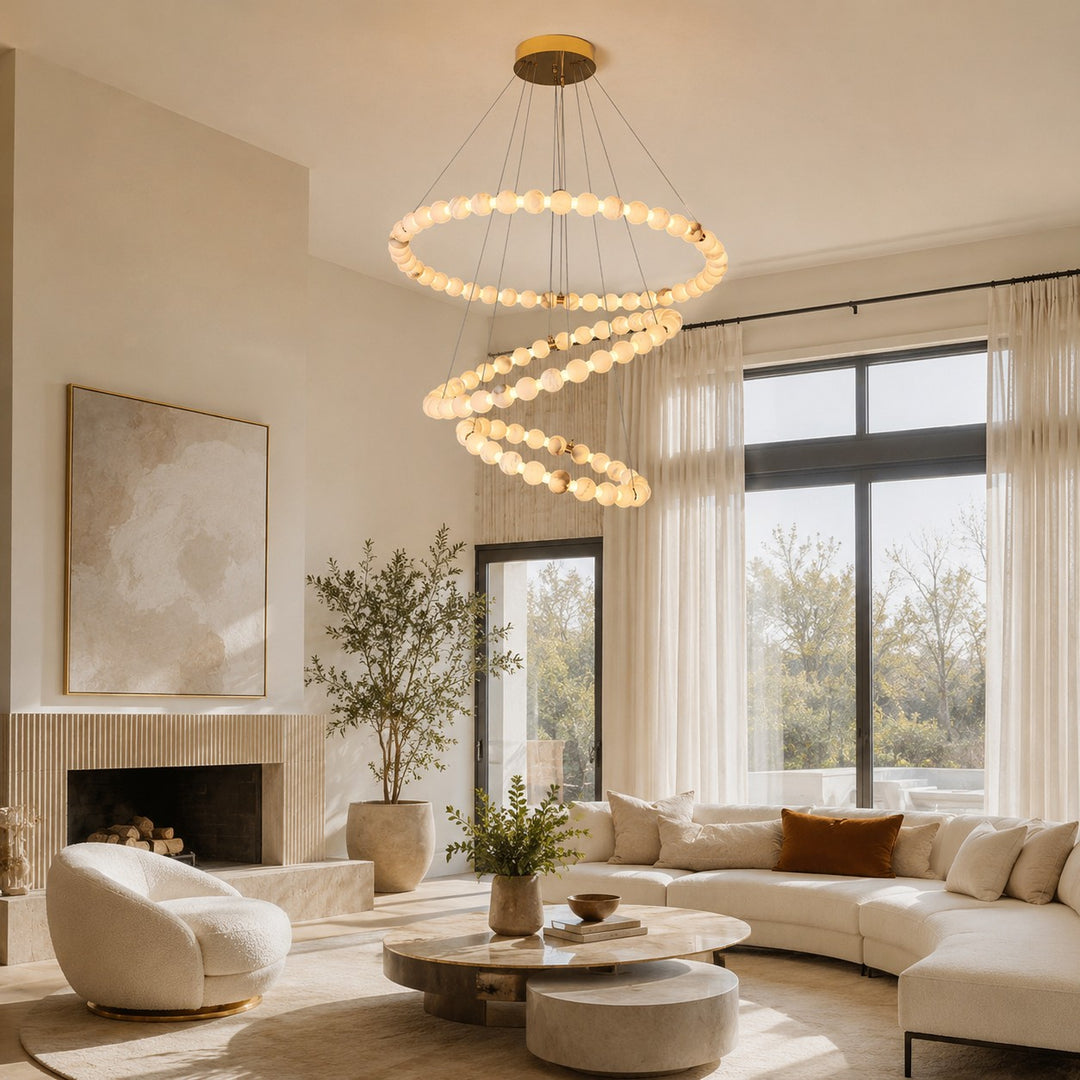 Modern Designer Chandelier Hanging Marble Light Fixtures LED Dimmable Adjustable for Luxury Interiors
