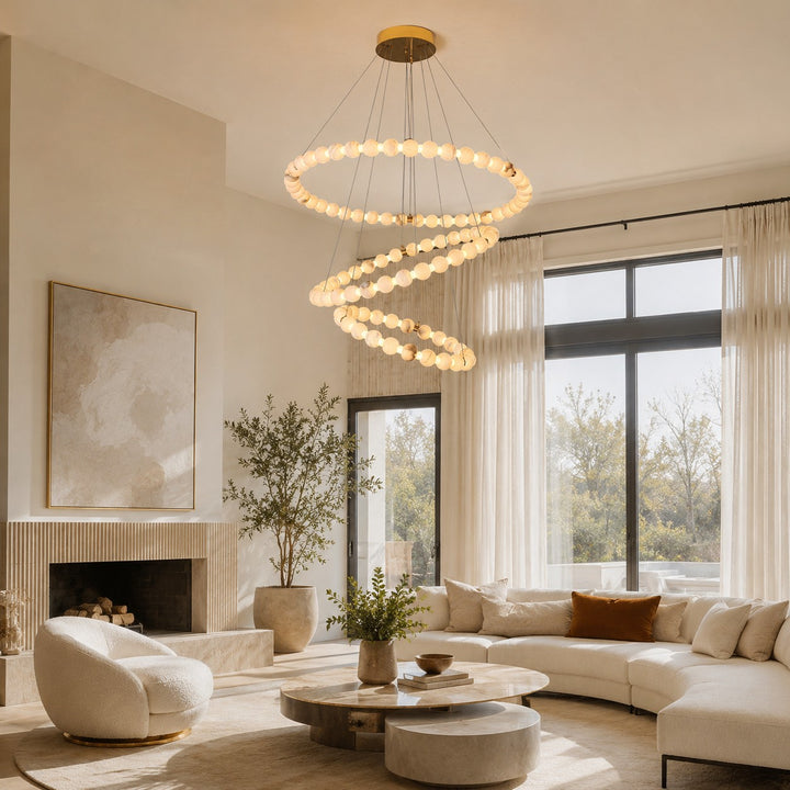 Modern Designer Chandelier Hanging Marble Light Fixtures LED Dimmable Adjustable for Luxury Interiors