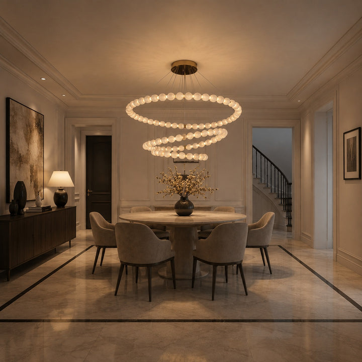 Modern Designer Chandelier Hanging Marble Light Fixtures LED Dimmable Adjustable for Luxury Interiors