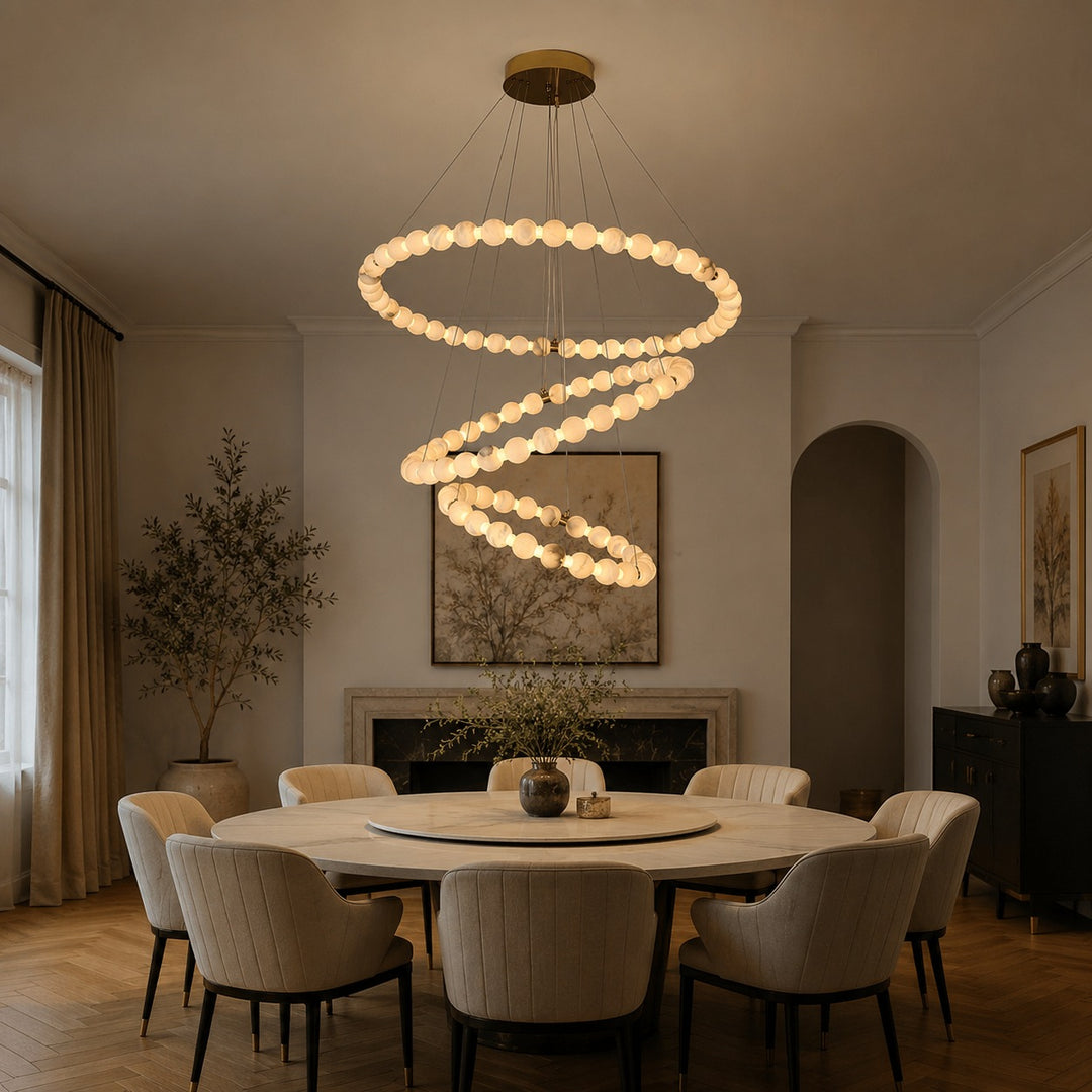 Modern Designer Chandelier Hanging Marble Light Fixtures LED Dimmable Adjustable for Luxury Interiors