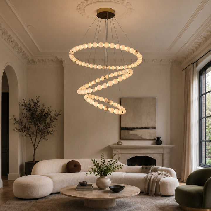 Modern Designer Chandelier Hanging Marble Light Fixtures LED Dimmable Adjustable for Luxury Interiors