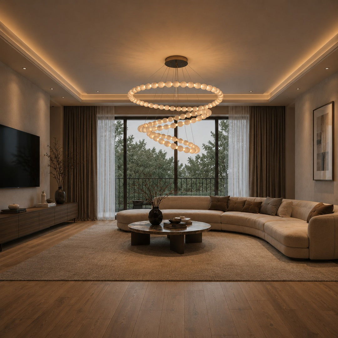 Modern Designer Chandelier Hanging Marble Light Fixtures LED Dimmable Adjustable for Luxury Interiors